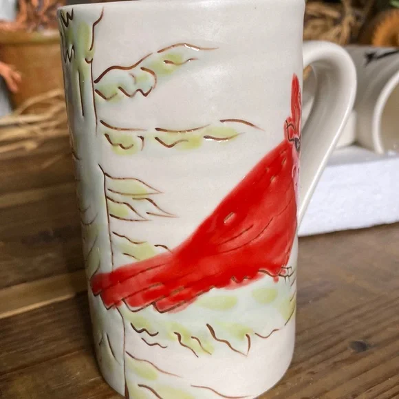 Pottery Barn Hand Painted and Hand Glazed Arctic Forest Mug, Mixed Set Of 4